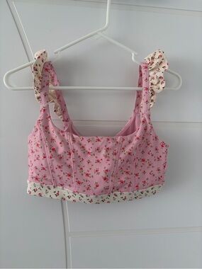 Blogilates Floral Ruffle Sports Bra Coquette Balletcore Cottagecore Activewear